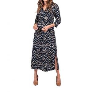 NEW SCAPA ankle length dress in navy/taupe